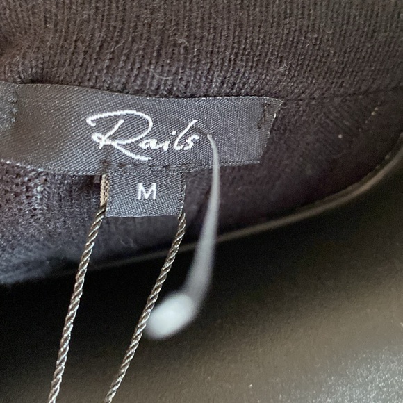 Rails NWT Ashley Vneck Black Cotton Blend Wide Ribbed Knit Dress size medium - Picture 13 of 14